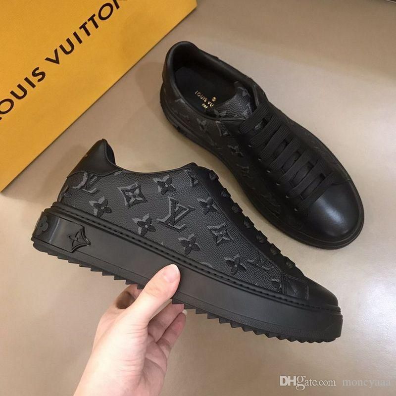 Luxury Louis Vuitton Leather Shoes High Quality Fashion Designers Business Casual Mens Sneakers ...