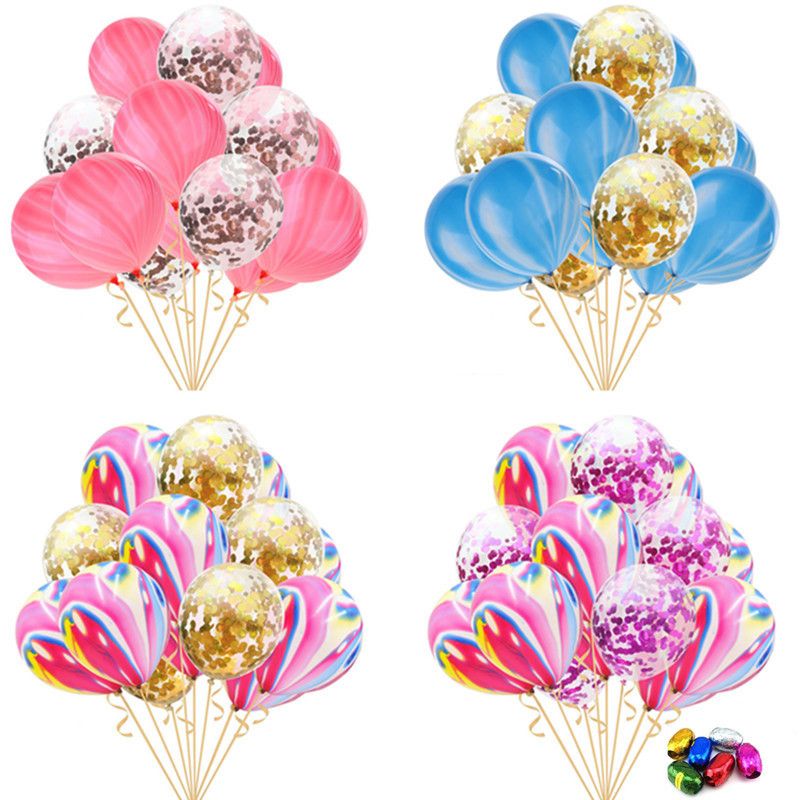 2019 Rainbow Color Agate Balloons Rose Gold Confetti Balloons Baby