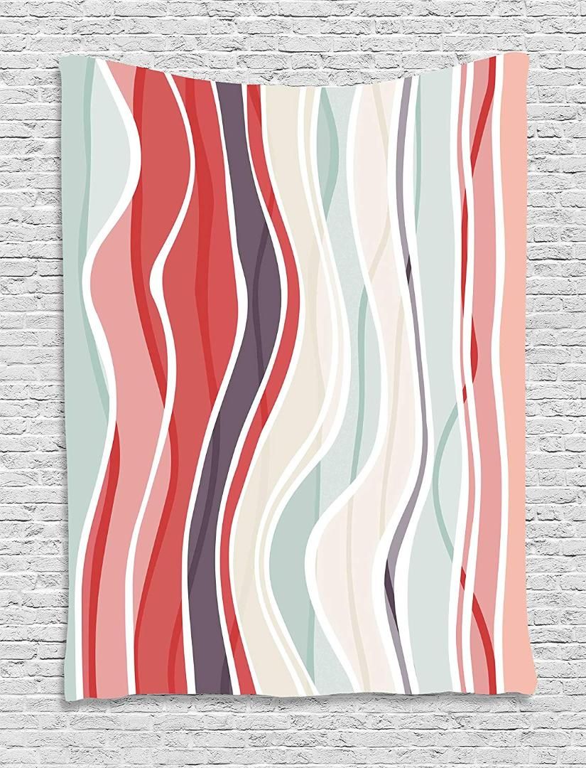 Abstract Tapestry Trippy Wavy Vertical Lines Formless Shapes In Artsy Image Print Wall Hanging For Bedroom Living Room Dorm