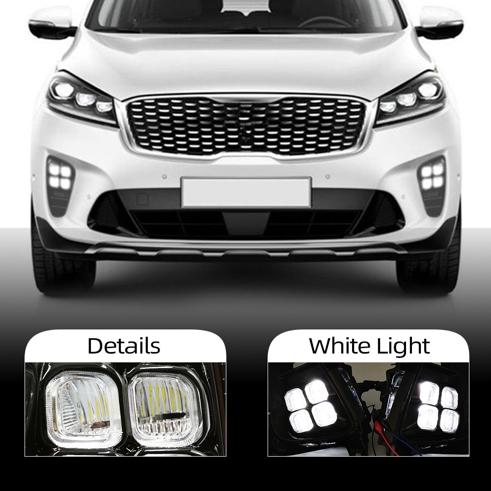 Front Bumper LED DRL For KIA Sorento 2018 2019 Driving Foglight