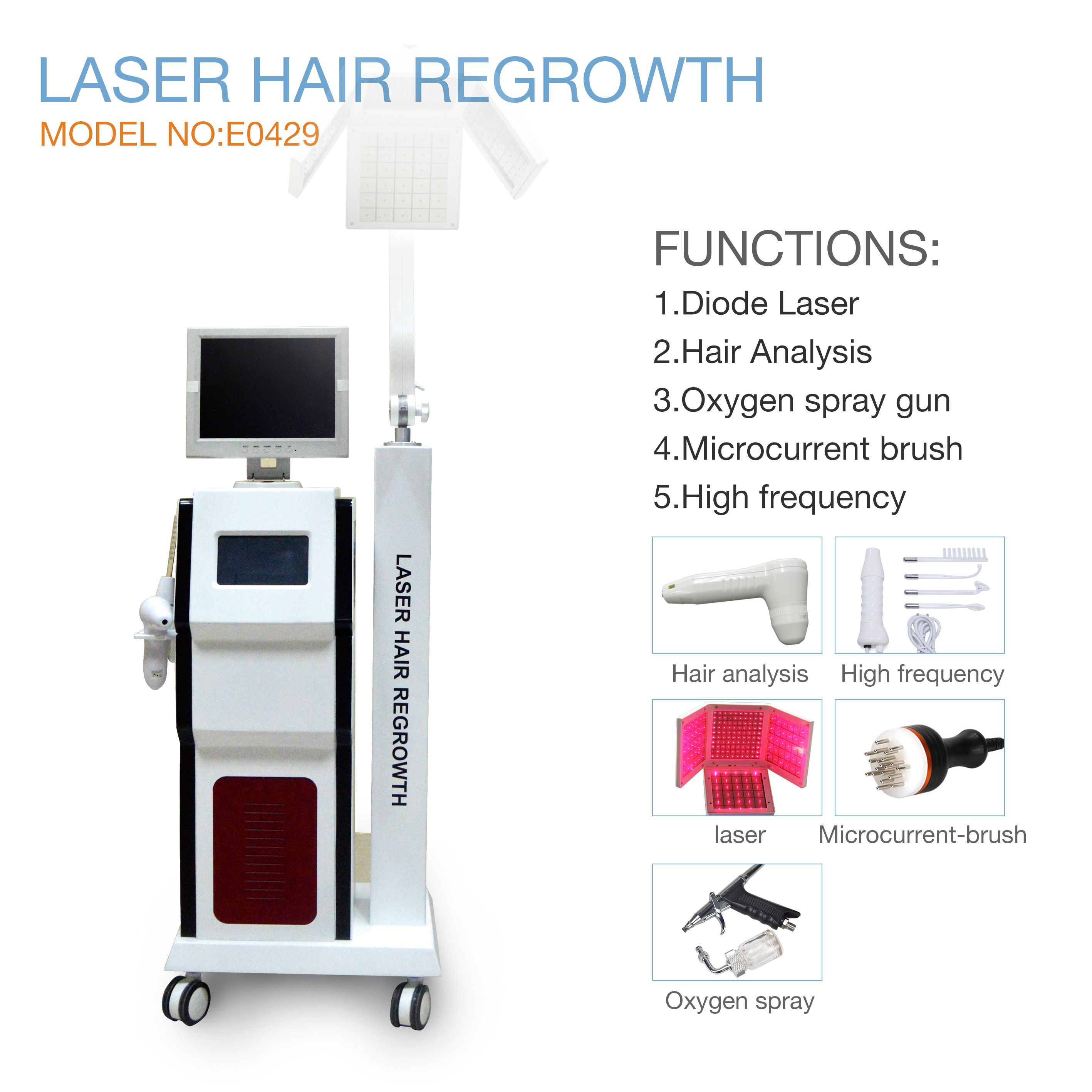 2020 Newest 650nm Diode Laser Hair Growth Machine Beauty Hair Loss