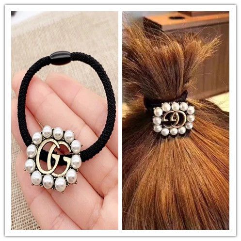 Wholesale New Arrival Rhinestone Letters Pearl Hair Rubber Bands