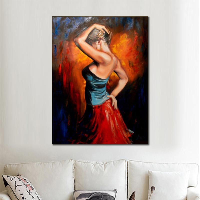 Großhandel Handgemachtes Ölgemälde Dame Tänzer Flamenco Tänzer Moderne