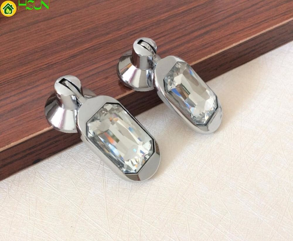 2019 Silver Crystal Drawer Knobs Dresser Handle Knobs Glass