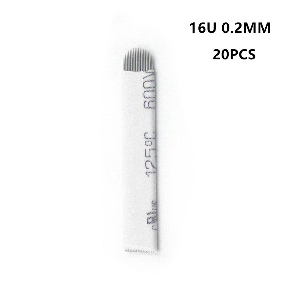 20 Pcs Lot 16u Microblading Aiguilles Maquillage Permanent Manuel Sourcil De Tatouage Stylo Lame Pour Machine De Tatouage Lames Aiguille Fournitures