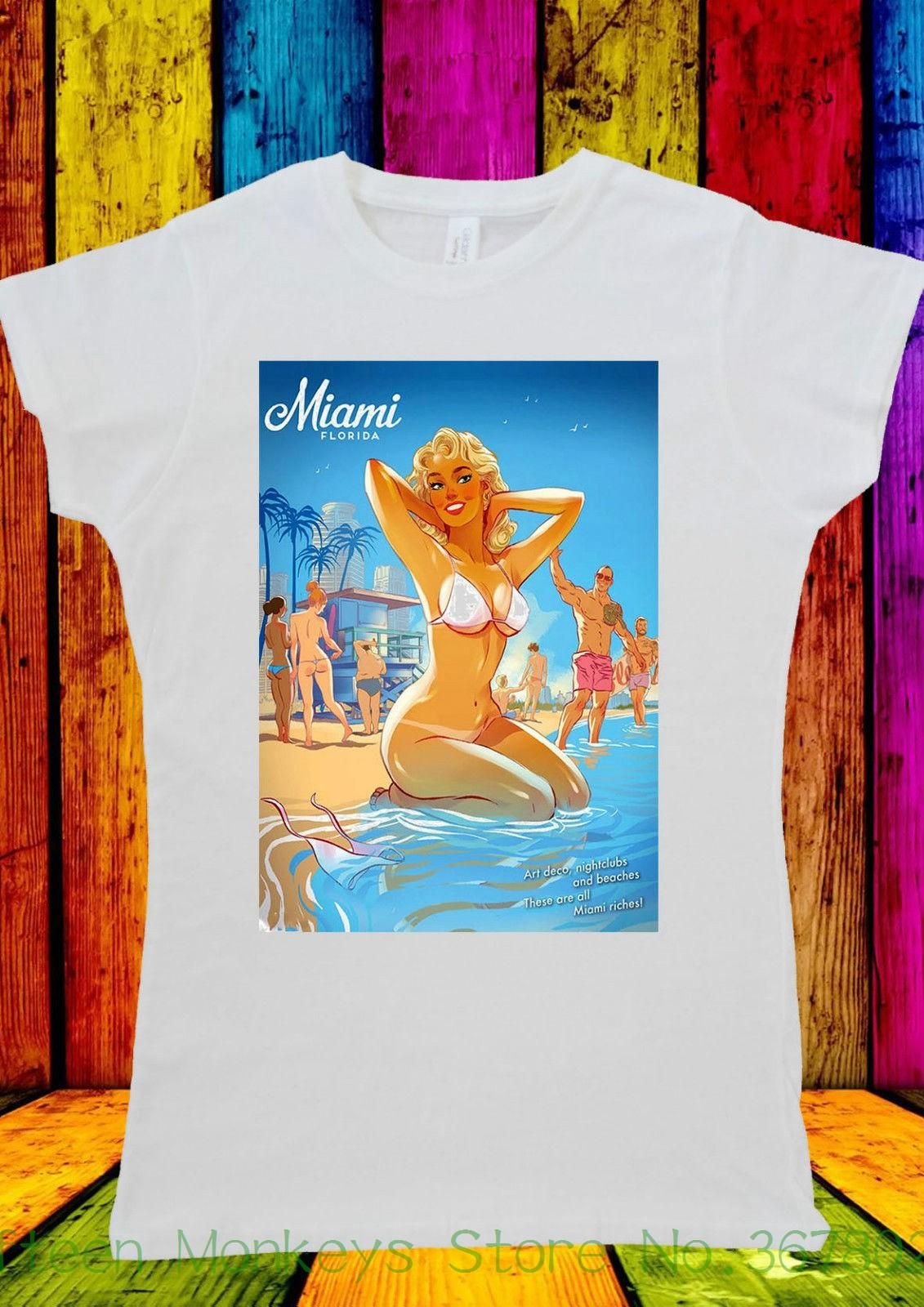 De Miami Unisex Florida Sexy Para 2380 Bikini Mujer Chica Harajuku Camiseta Playa Fall Hombre LzpSUMVGq