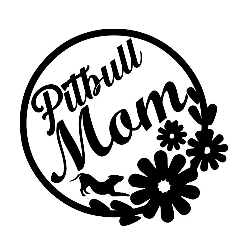 Download 2020 16*15.1cm Pitbull Mom With Flowers And Playful Pitty ...