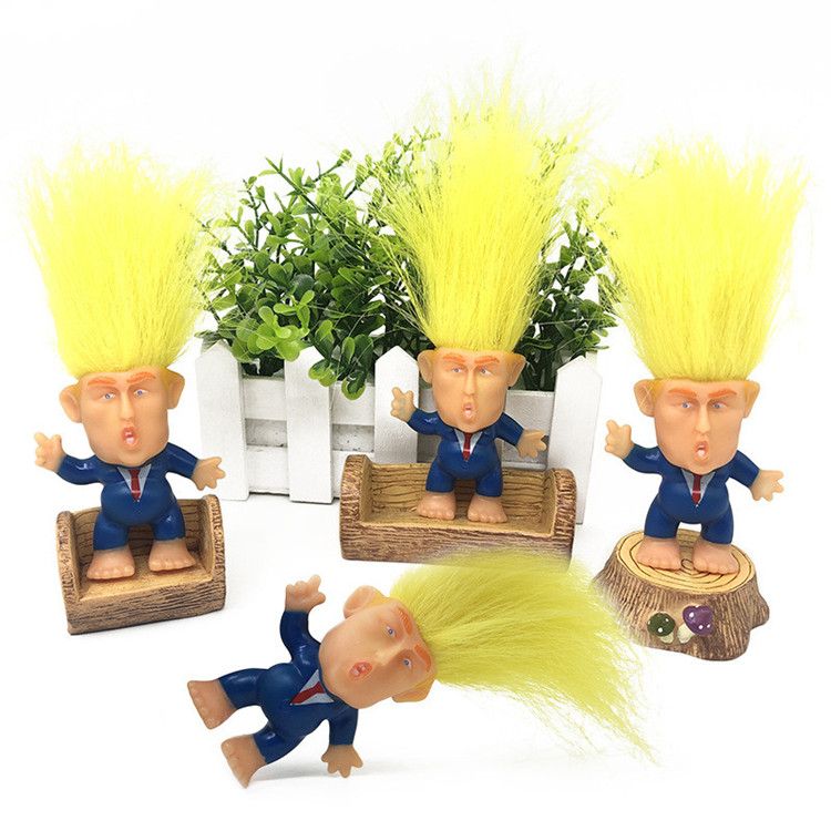 6cm Trump 2020 Action Figures Doll Long Hair Suits Clothes Troll