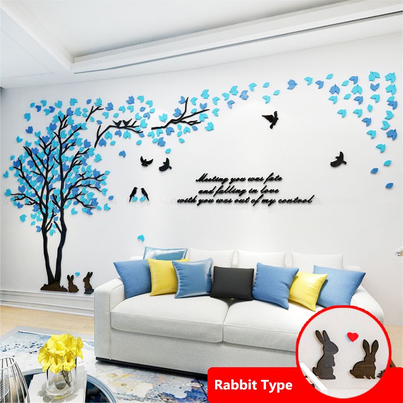 Mixed Color Leaves Big 3d Wall Decals For Living Room Sofa Tv Background Acrylic Wallpaper Home Decor Sticker Wallposter Q190416