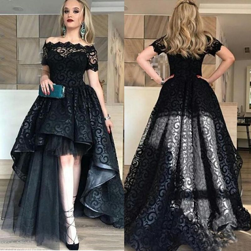 Black Lace Prom Dress Cream