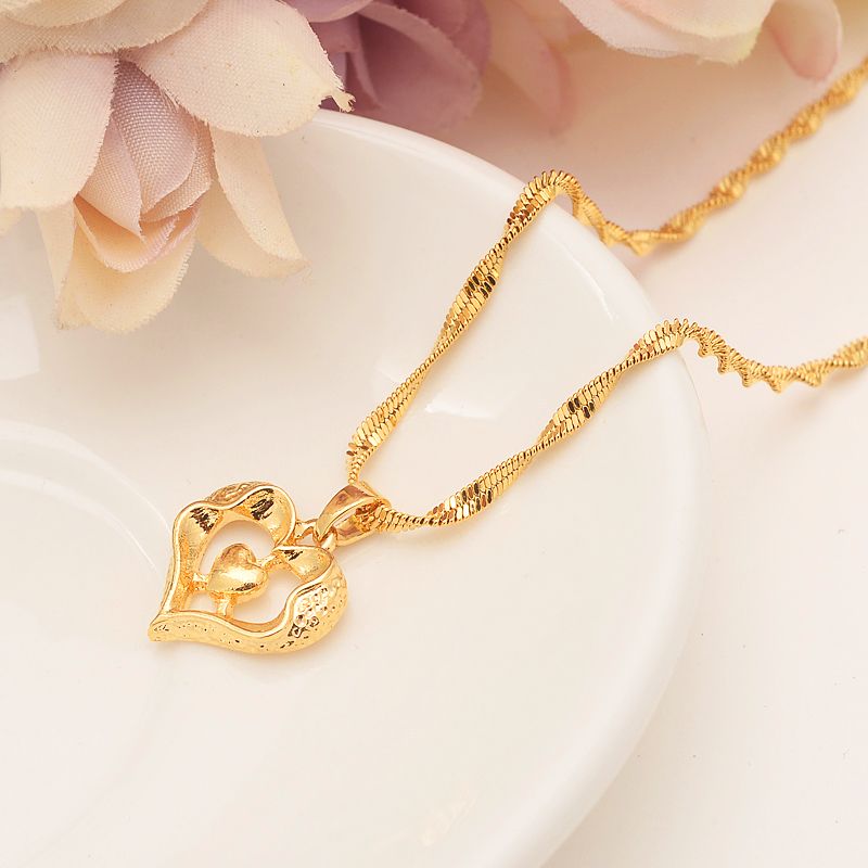 Whole Heart Frame Pendant And Necklaces Romantic Jewelry 14 K Whole Heart Frame Pendant And Necklaces Romantic Jewelry 14 K Fine Solid Gold Finish Womens Wedding Gift Girlfriend Wife Gifts Red Necklace