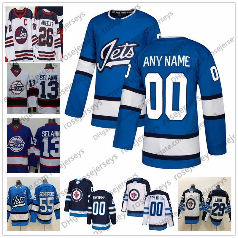 2019 Custom Winnipeg Jets 2019 Blue Third Jerseys Any Number Name Men