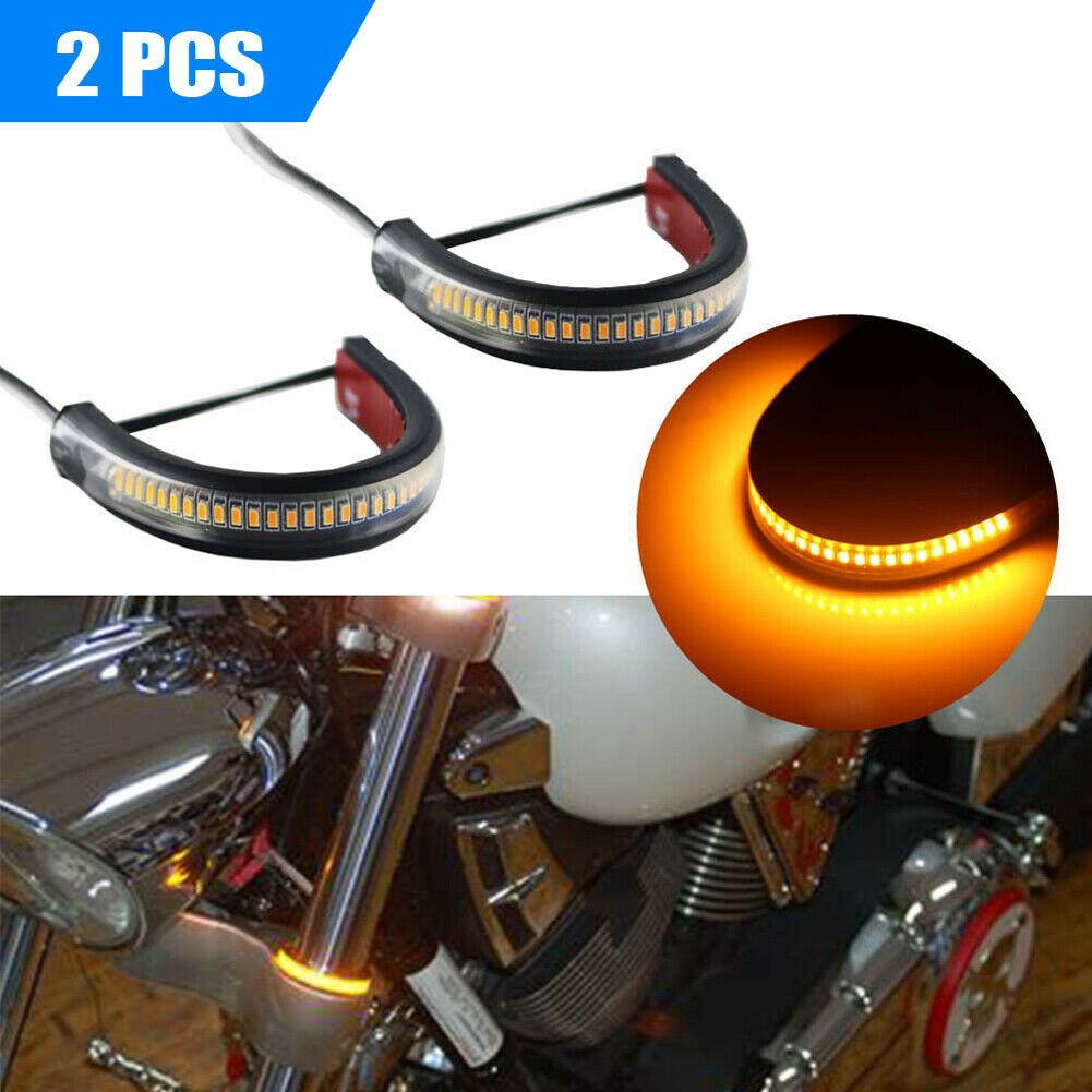 2021 2X Universal Super Bright LED 12V Fork Turn Signal Lights Strip