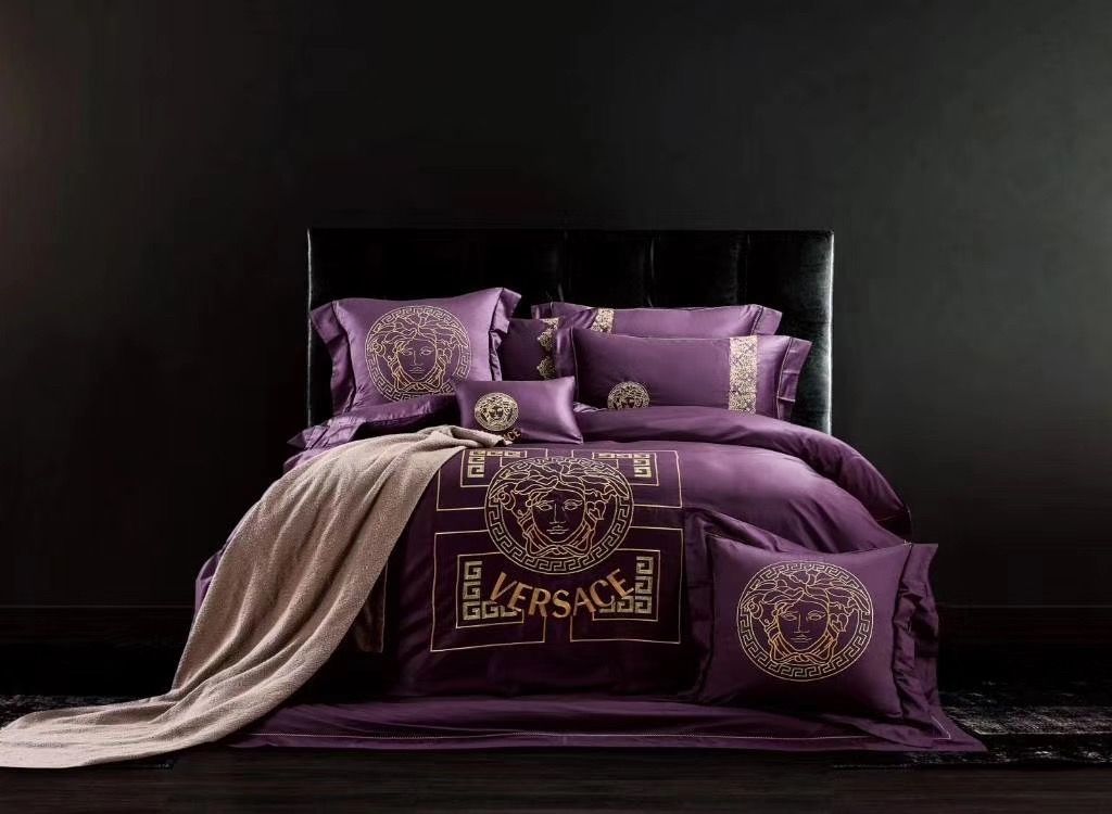 Royal Purple Embroidery Bedding Suit Fine Cotton Goddess Bedding Quilt Cover Spring And Autumn ...
