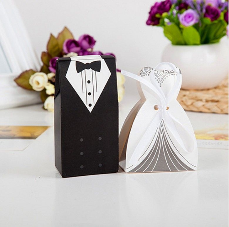 Bride And Groom Dresses Wedding Candy Box Gifts Favor Box Wedding