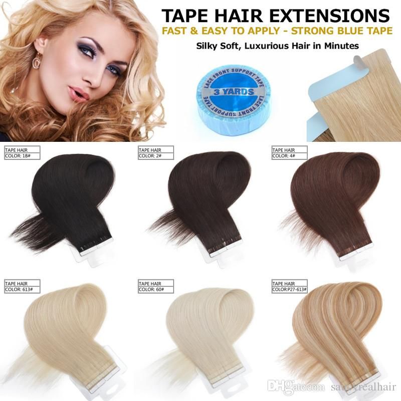 Skin Weft Tape In Human Hair Extensions 100 Indian Silky Straight