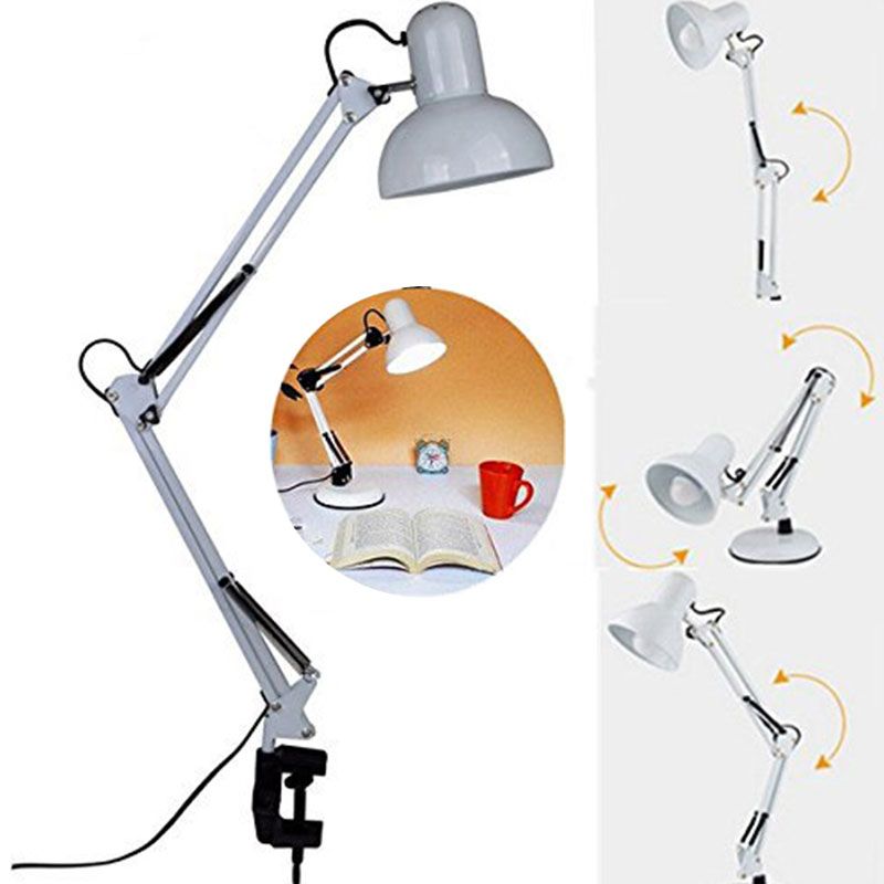 E27 Led Swing Arm Bedside Lamp Classic Bedroom Desk Study Clamp Table Light