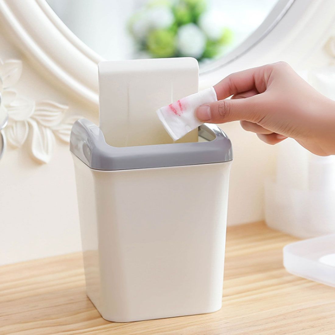 2021 Small Trash Can Mini Desktop Ashcan Litter Trash Little Tabletop