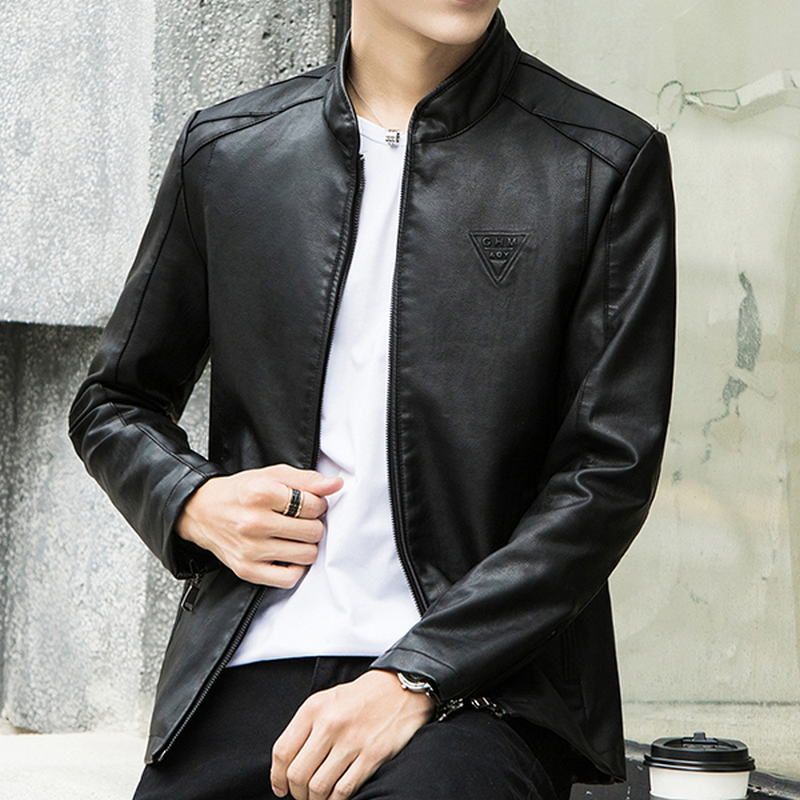 2018 New Spring Autumn Fashion Motorcycle Jackets Leather Moto Men Slash Zipper Lapel Biker Rider Faux Coat