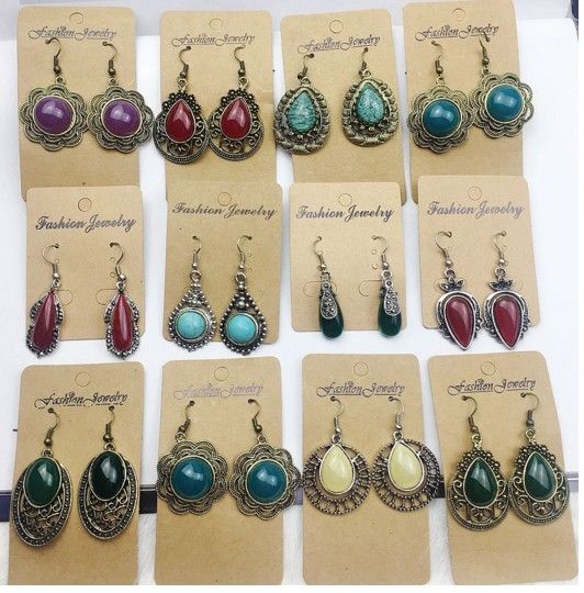 Vintage pierres précieuses longue Bohême Frange Tassel Dangle Crochet Boucles D/'oreilles Pour Femmes