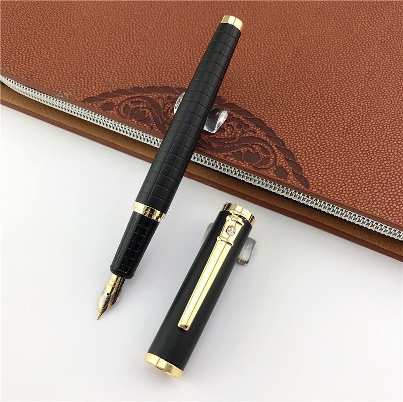 Black Metal Fountain Pen School Office Supplies Commercial Stationery Luxury Gift Ink Pens Teacher Father Business Present 006