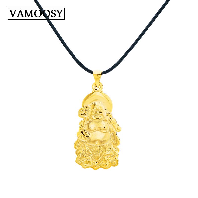 Thailand Buddha 24k Gold Color Pendant Necklace For Women Buddhist Tation Hinduism Jewelry