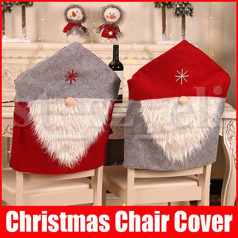 Best Quality Christmas Chair Cover Santa Clause Red Hat Chair Back
