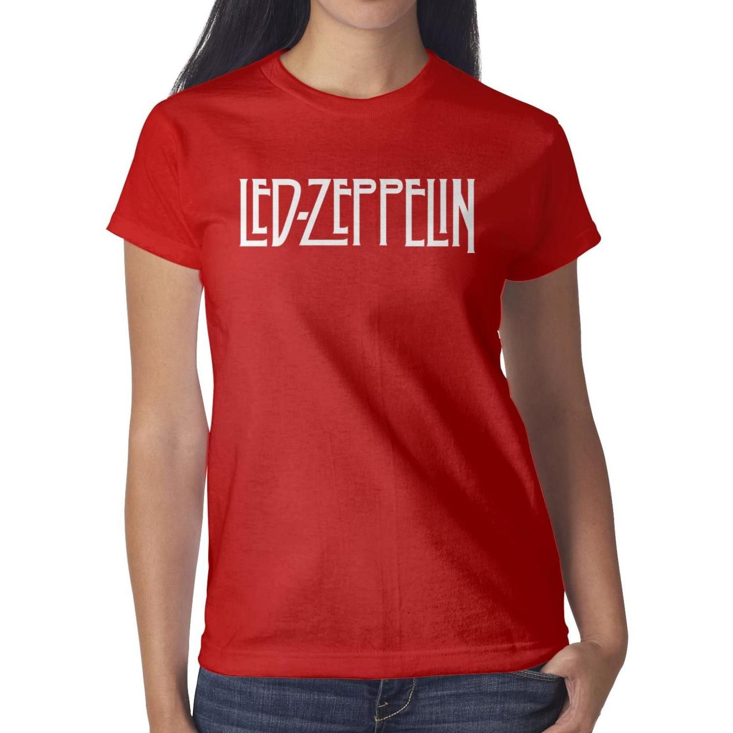 Led Zeppelin Logo White Red Womens T Shirt,Shirts,T Shirts,Tee Shirts Printing Personalised Make 
