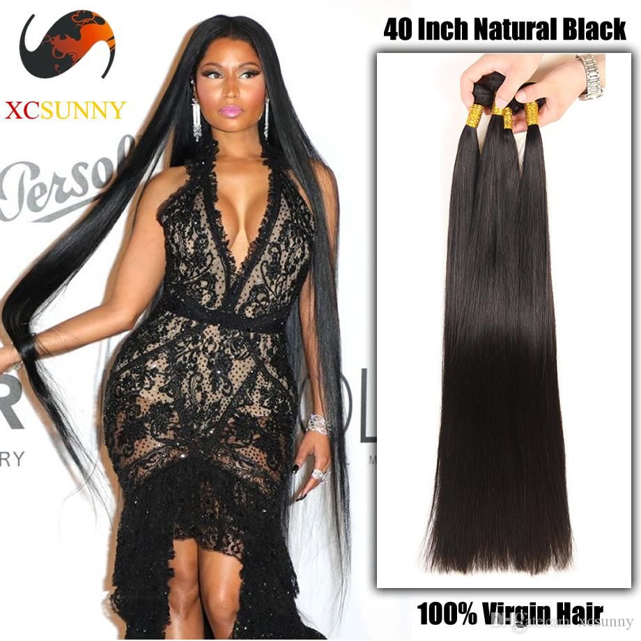 XCSUNNYHAIR Wholesale 30 32 34 36 38 40 Inch Super Long 9A Straight 100