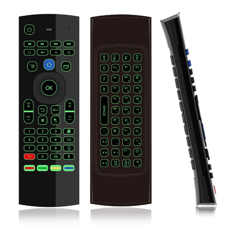T3MC Voice 7 Colorful Backlit Air Mouse Google Smart Remote Control IR 2 4G RF Wireless Keyboard For Android Linux Mac OS Gyro