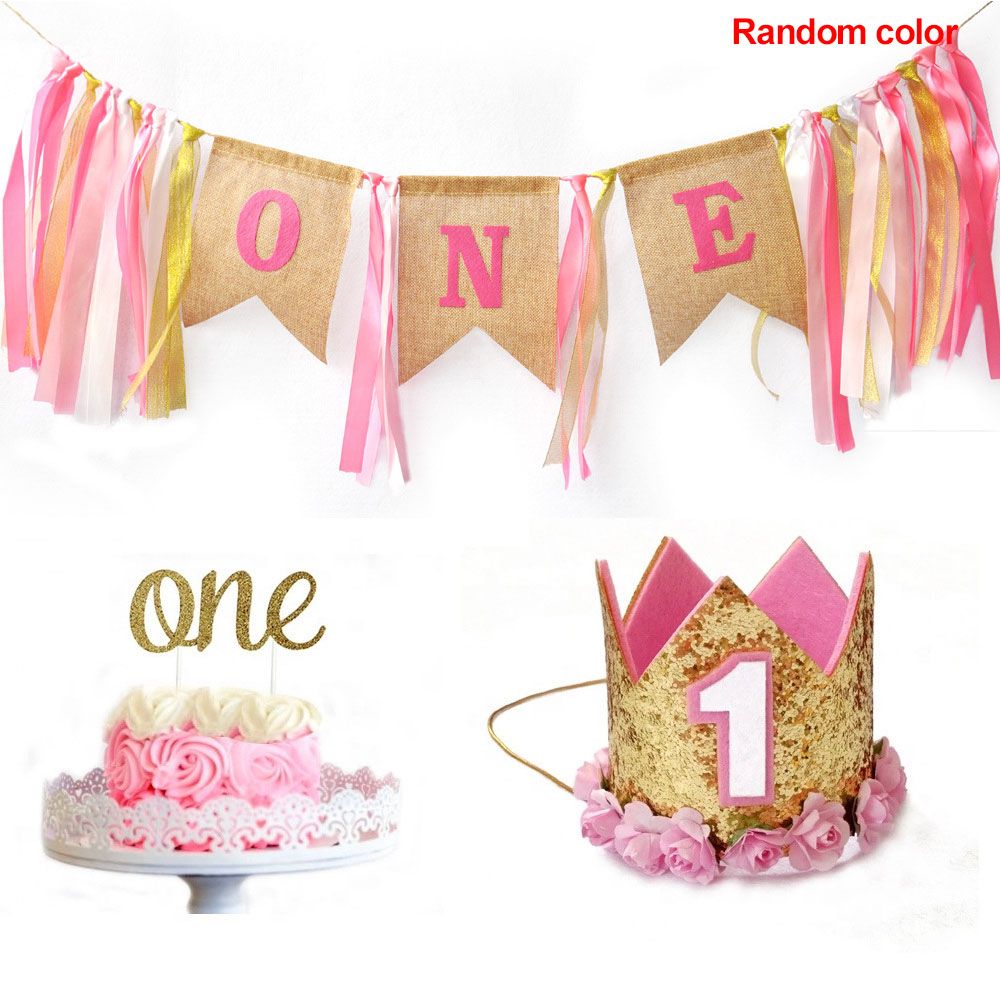 Banner Set Cake Smash Girl Boy Colorful High Chair Baby With Hat Banner Set Cake Smash Girl Boy Colorful High Chair Baby With Hat Letter Cartoon 1st Birthday Decoration Happy Diy Burlap Party Supplies