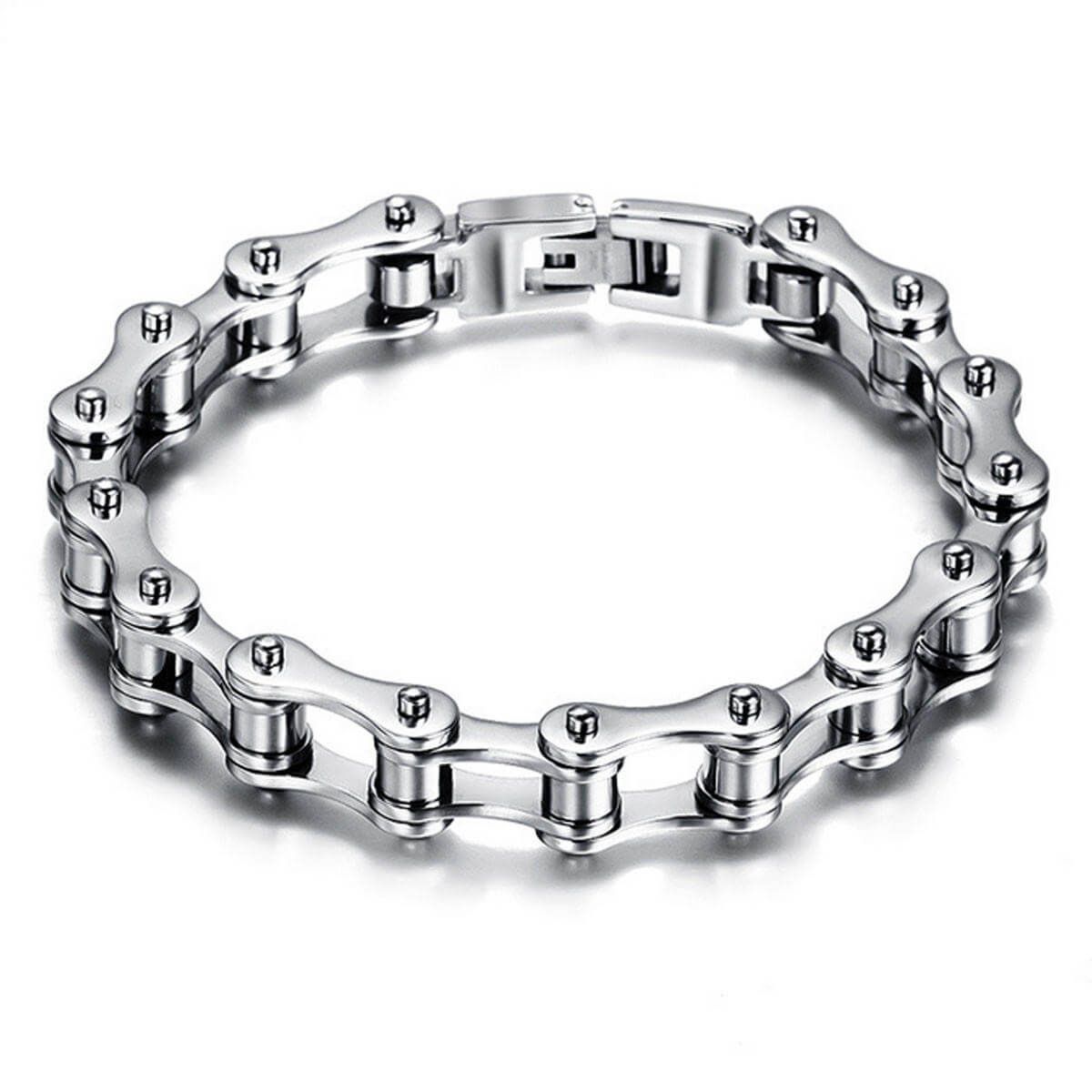 2020 Stainless Steel Motorcycle Bike Chain Bracelet For Men Silver