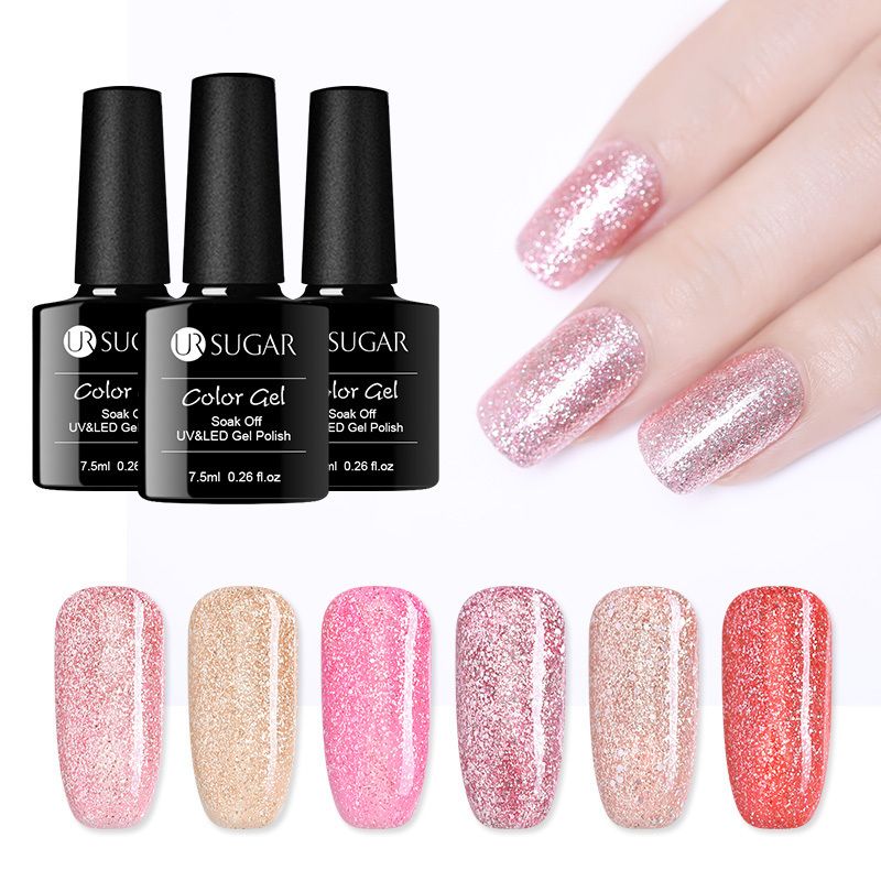 Sugar 1 Bottle 7 5 Ml Rose Gold Gel Glitter Sequins Shining Uv Gel