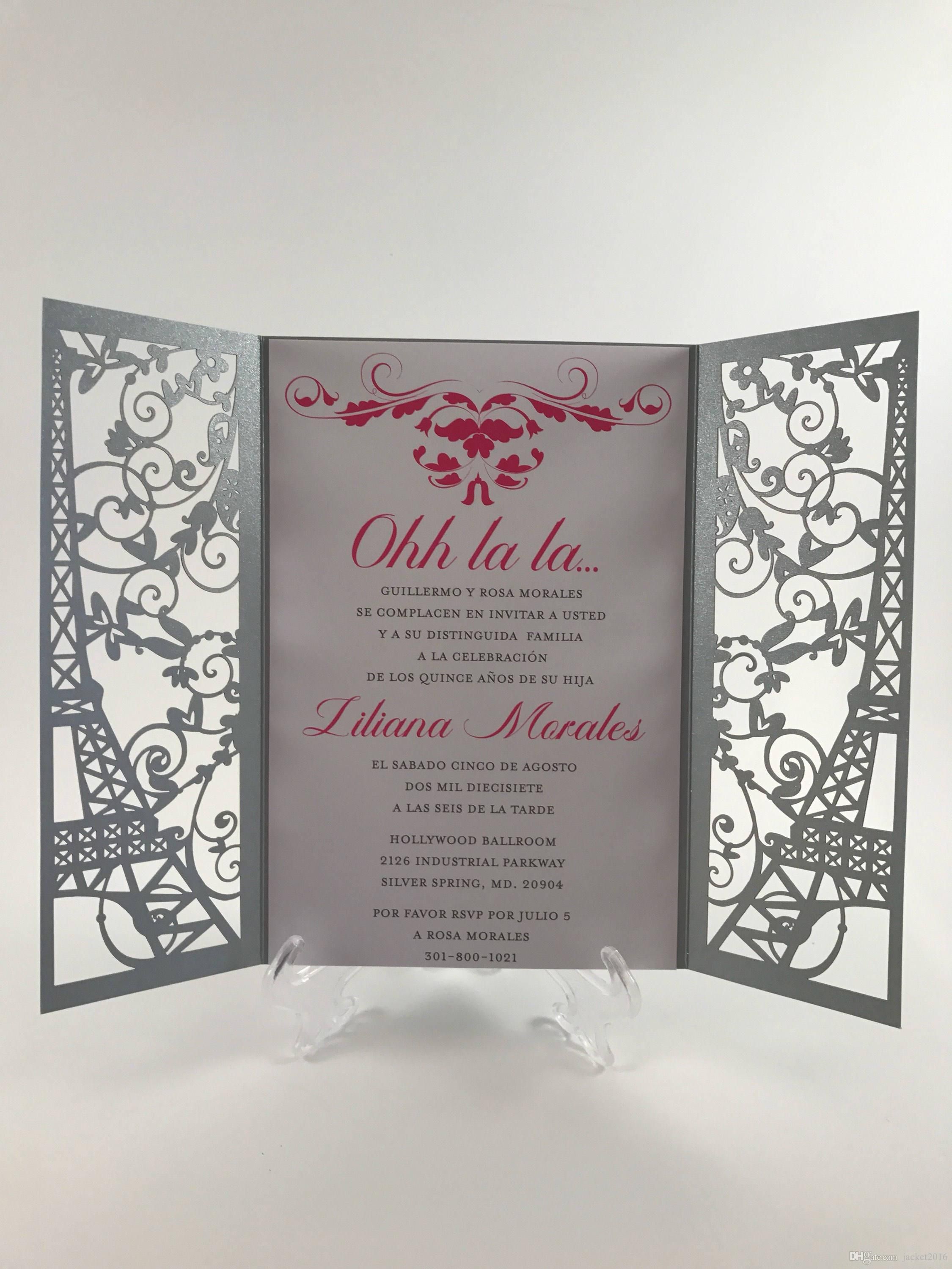 laser cut paris themed wedding invite tower invitation with envelope 15th birthday invitation wording