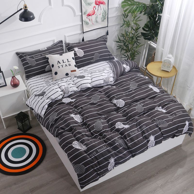White Black Pineapple Bedding Set Twin Queen King Size Kids Boys White Black Pineapple Bedding Set Twin Queen King Size Kids Boys Teens Stripe Duvet Cover Bed Sheets Pillowcases Linen Youth Designer