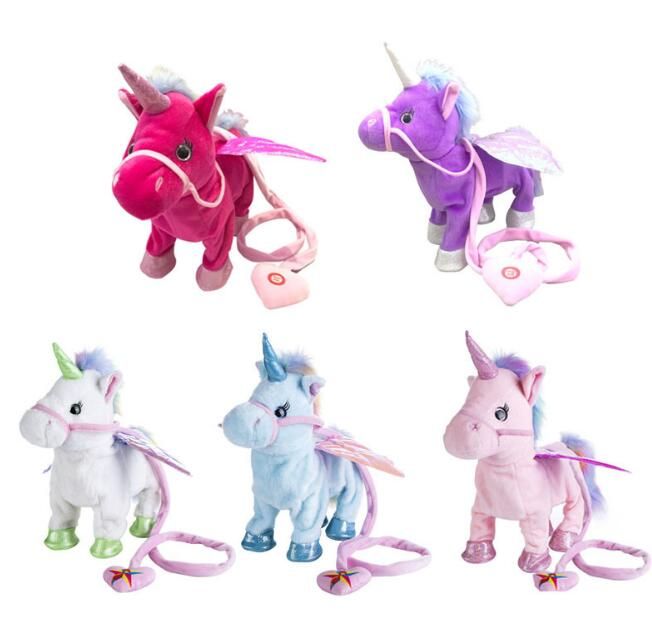 walking unicorn plush toy