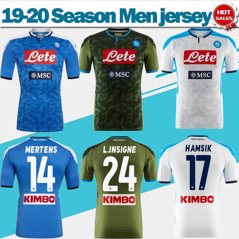 2019 2020 Napoli Home Blue Soccer Jersey 19/20 Naples Away Green Soccer ...