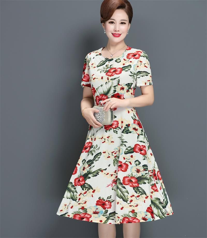 Mother Dress 40 50 Years Old Middle Aged Women S Milk Silk Ice