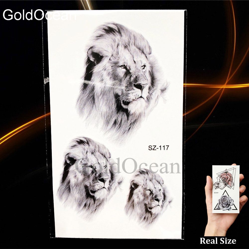 Acheter Aquarelle Fox Tatouage Temporaire Femmes Bras Art Autocollants Filles Cou Géométrique Fleur Faux Tatouages Hommes Petit Lion Tatouage