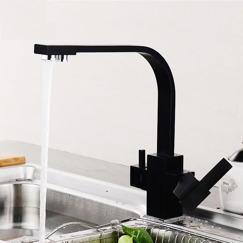 Solid Brass Kitchen Faucet With Filtered Water 3 Ways Mixer For Sinks Taps Cold Hot Swivel Drinking Tap Crane