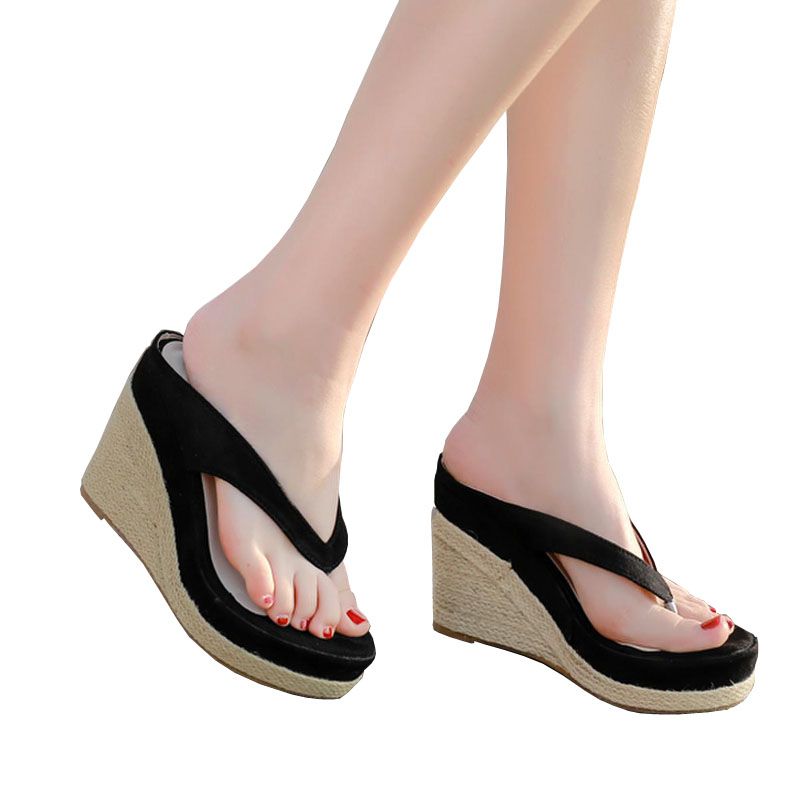 high wedge flip flops