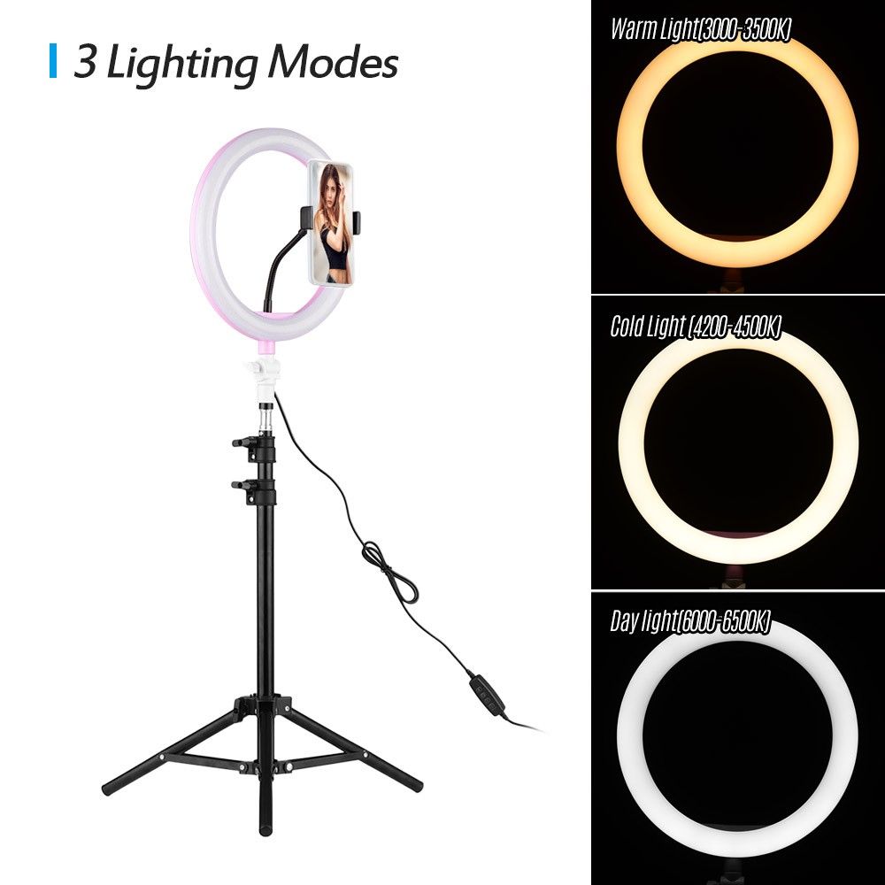 2020 10Inch Dimmable LED Desktop Ring Light USB Plug With Phone Holder