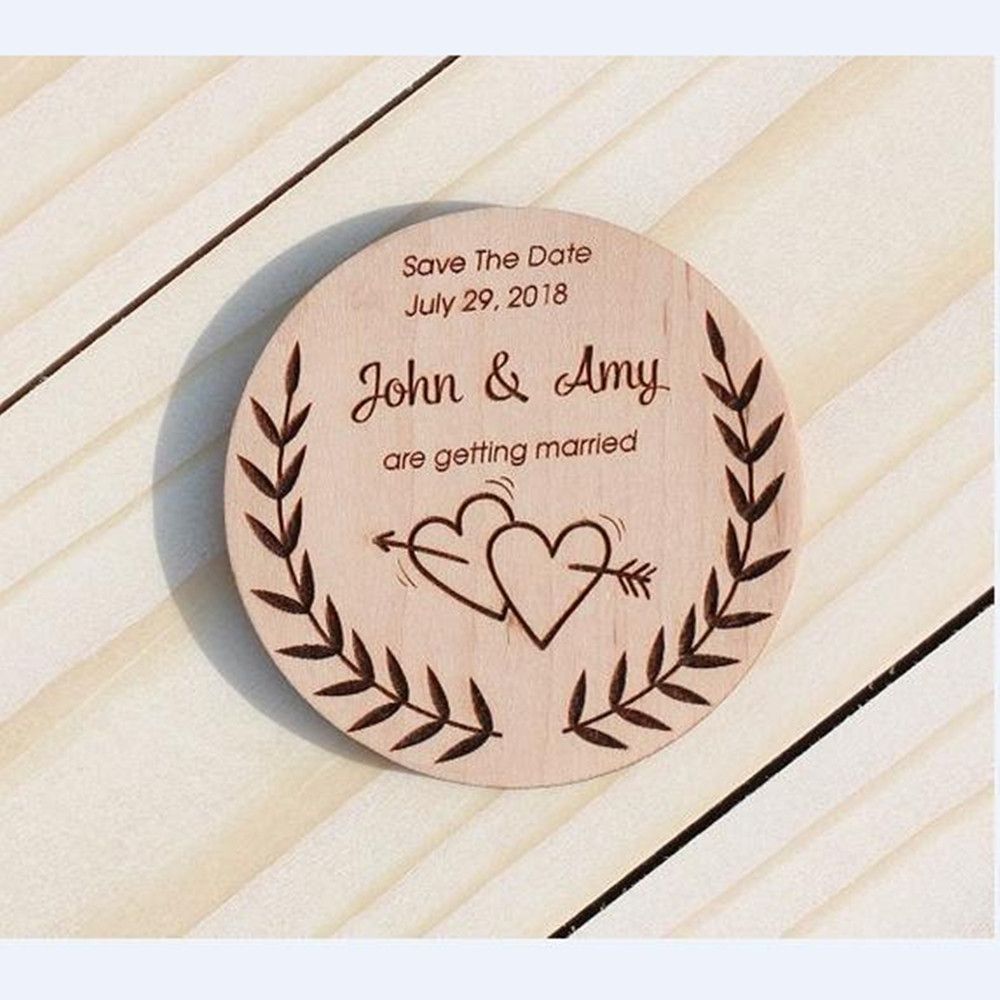 Custom Wooden Magnet Personalized Wedding Save The Date Favor