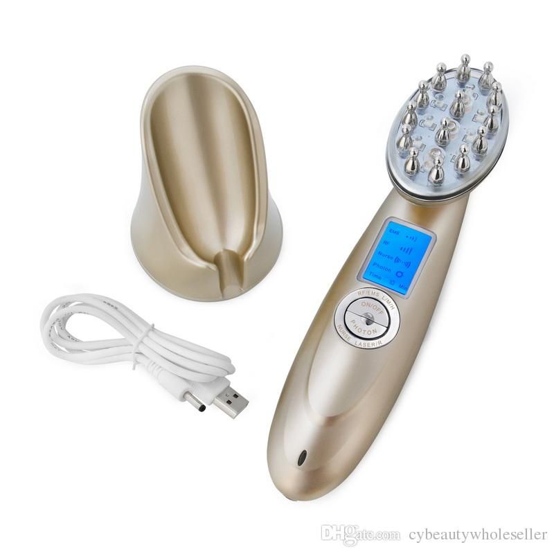 Anti Hair Loss Comb RF EMS Nurse LED Photon Laser Stimulate Hair Regrowth Brush Head Scalp