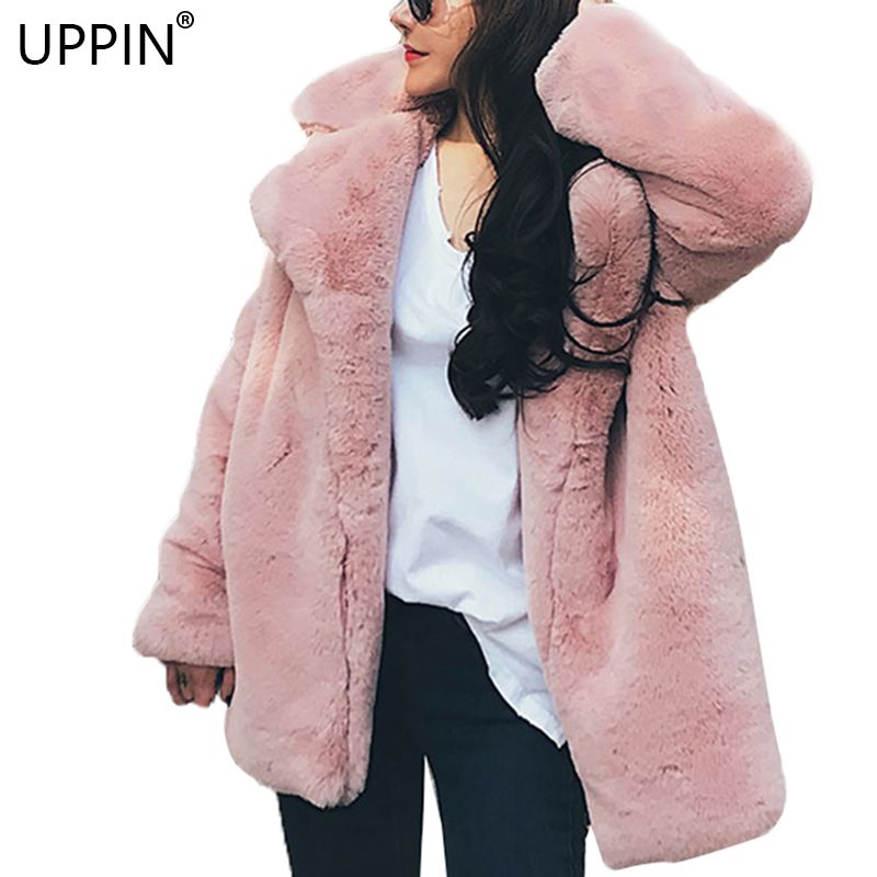 2019 Uppin Chic Korean Furry Rabbit Fur Coat Thicken Elegant Faux