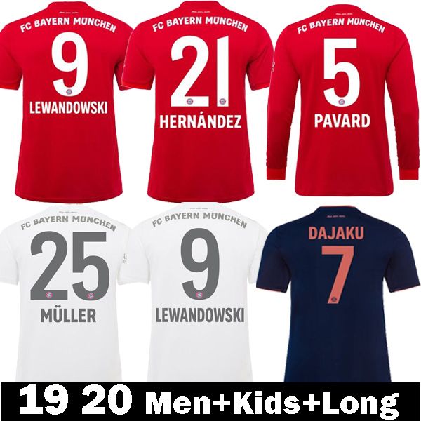2020 2019 2020 Long Sleeve HERNANDEZ Bayern Munich Soccer Jerseys ...