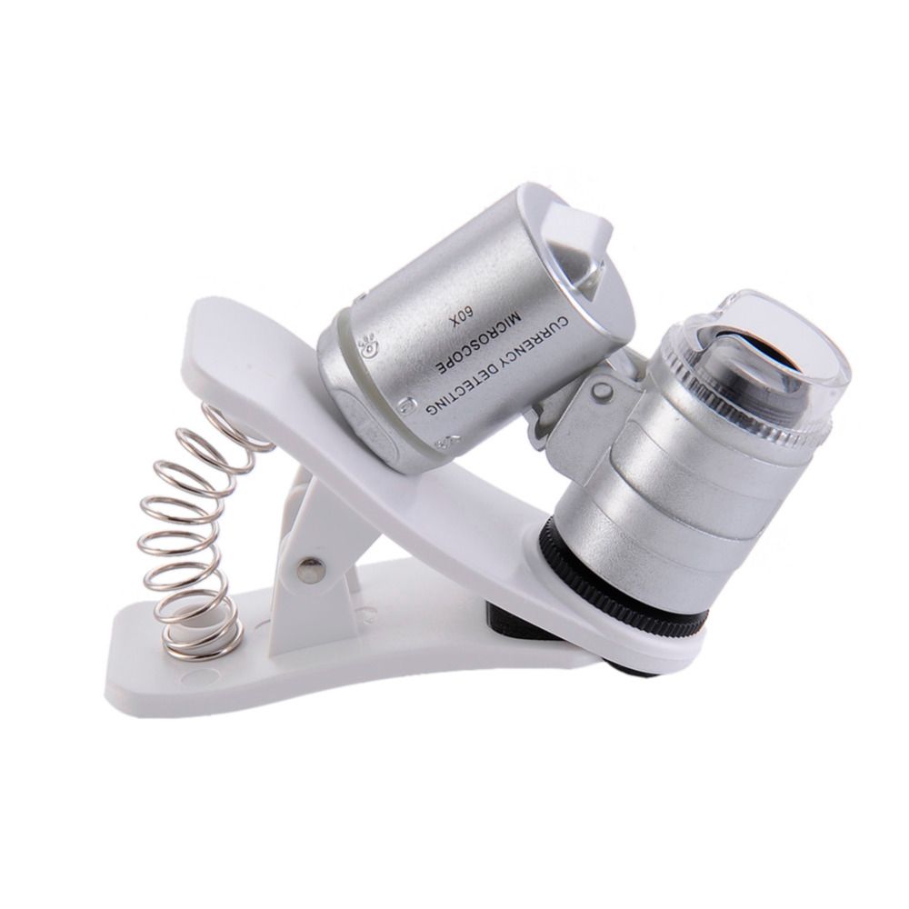 2020 60X Clip On Phone Microscope Magnifier With LED / UV Lights For