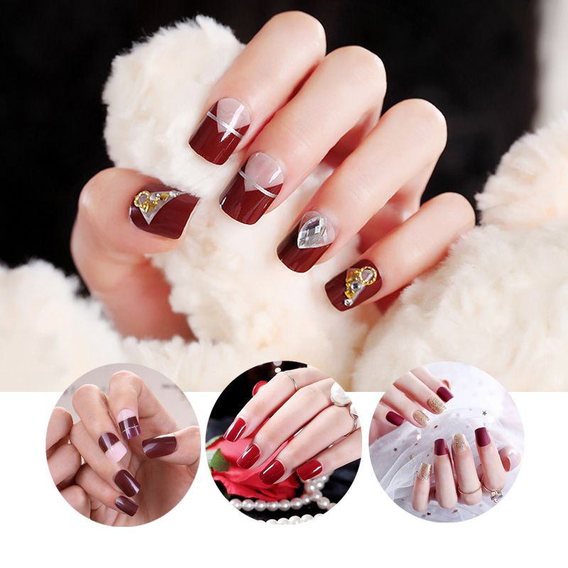 Luxury Shiny Diamond Bride Nail Art Pre Design Bowknot Grid Floral