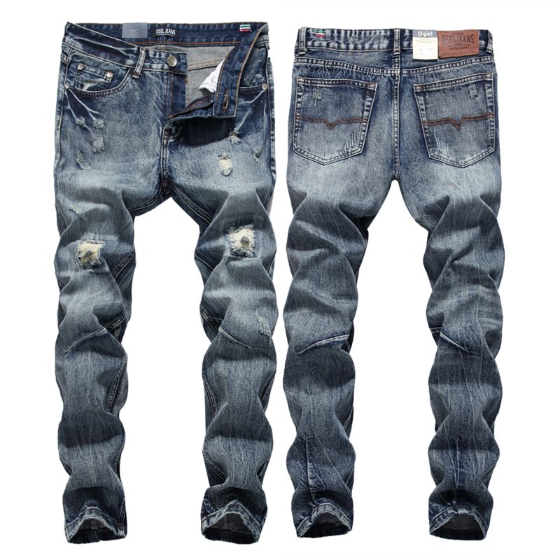 2020 Streetwear Mens Jeans Ripped Denim Full Pants New Biker Jeans Men