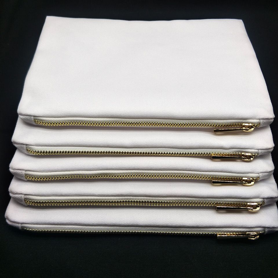 2020 12oz Blank White Poly Canvas Cosmetic Bag For Sublimation Print